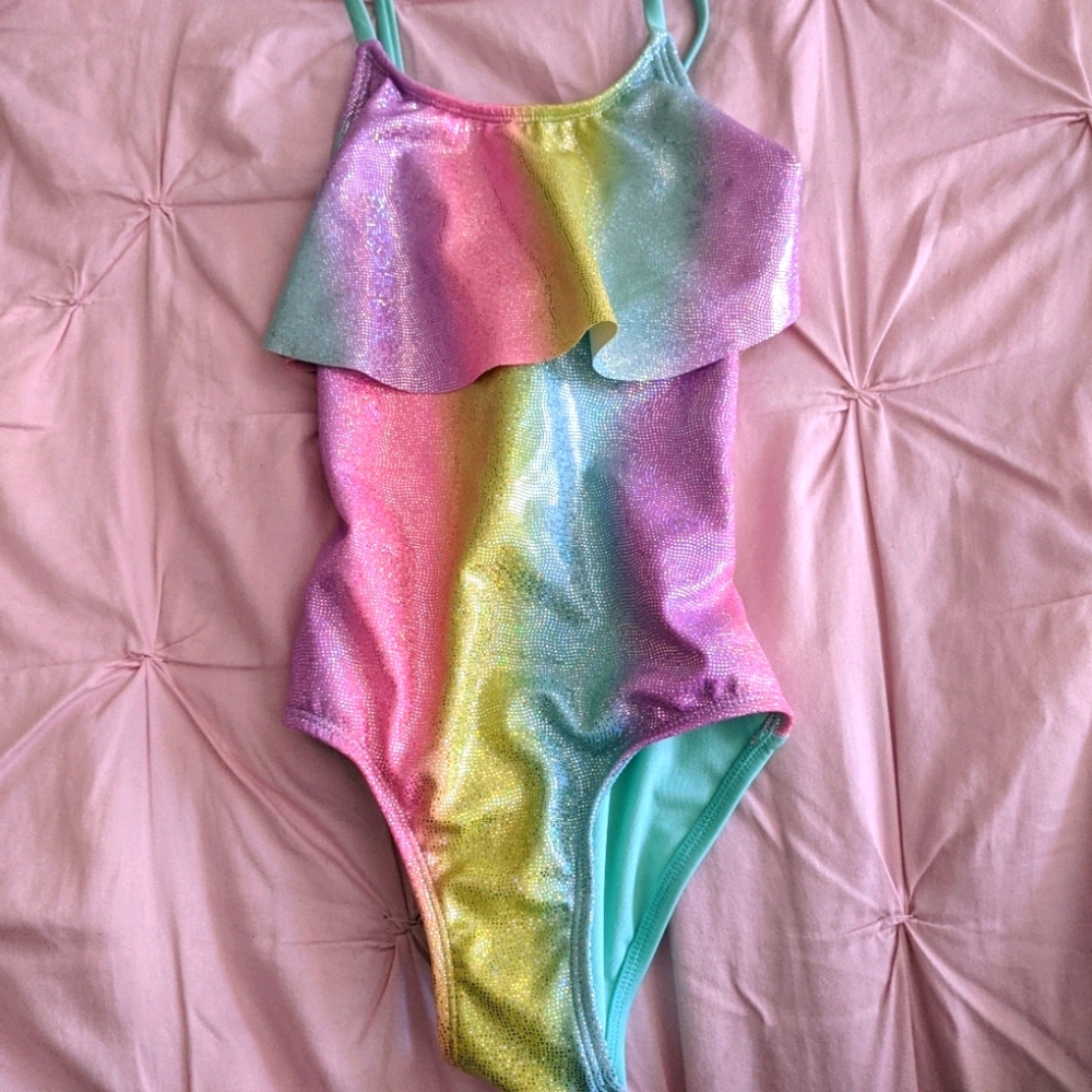 Girls Rainbow Sparkle Swimsuit Size 6, Small
